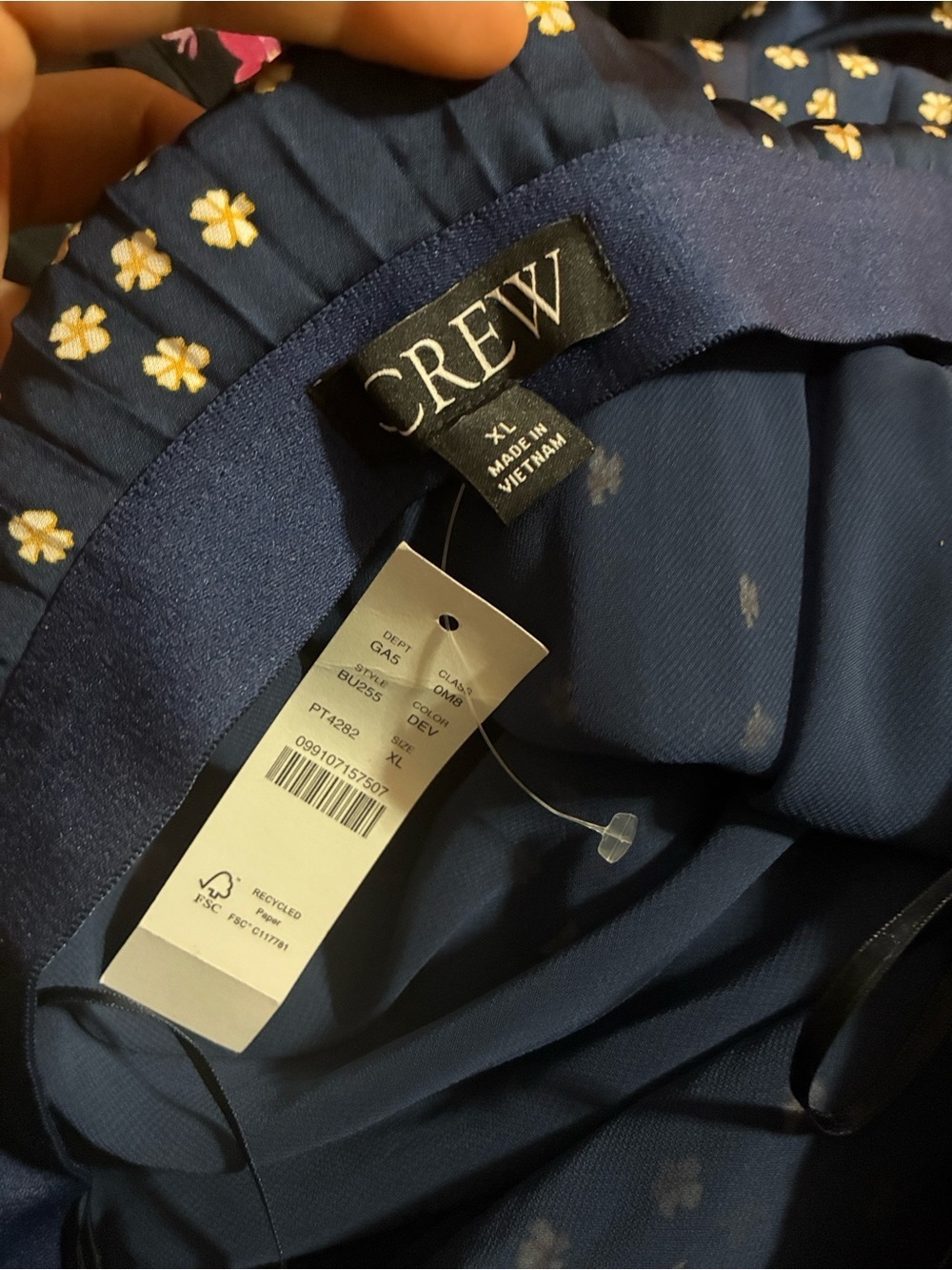 J. Crew Navy Blue Tiny Bloom Print Pleated Pull On Midi Skirt new size XL - Picture 8 of 9